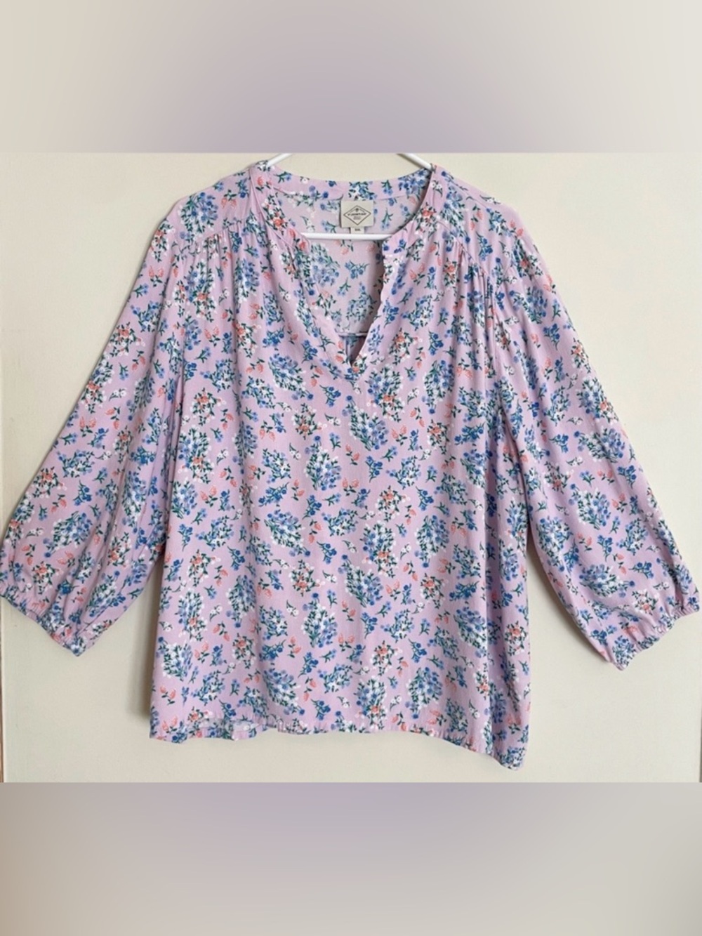 St. John’s Bay Purple Floral V-Neck Blouse